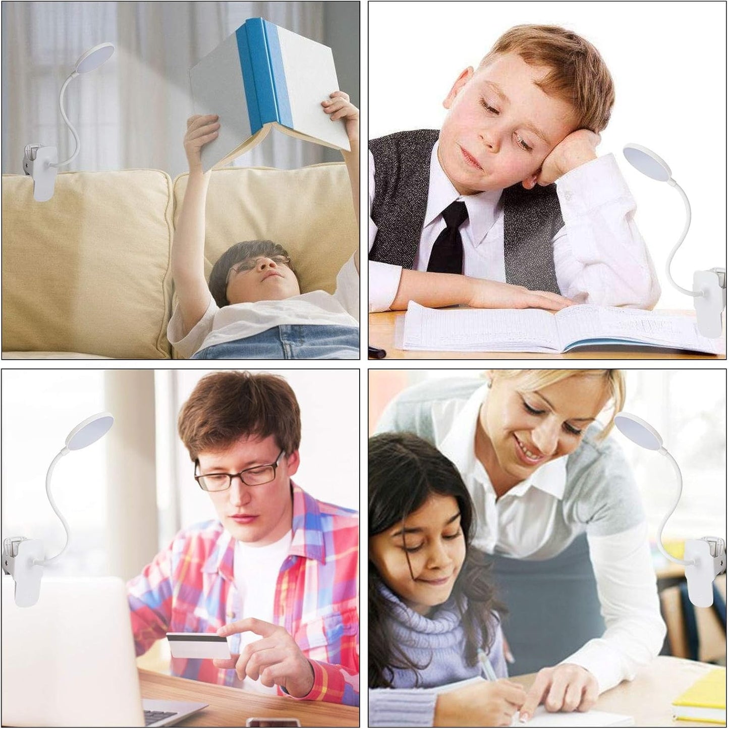 Rechargeable Reading Light for Books in Bed Touch Control Book Light for Reading with Battery,Clip Led Desk Lamp with USB Charging Port 3 Colors & 9 Brightness Reading Lamp