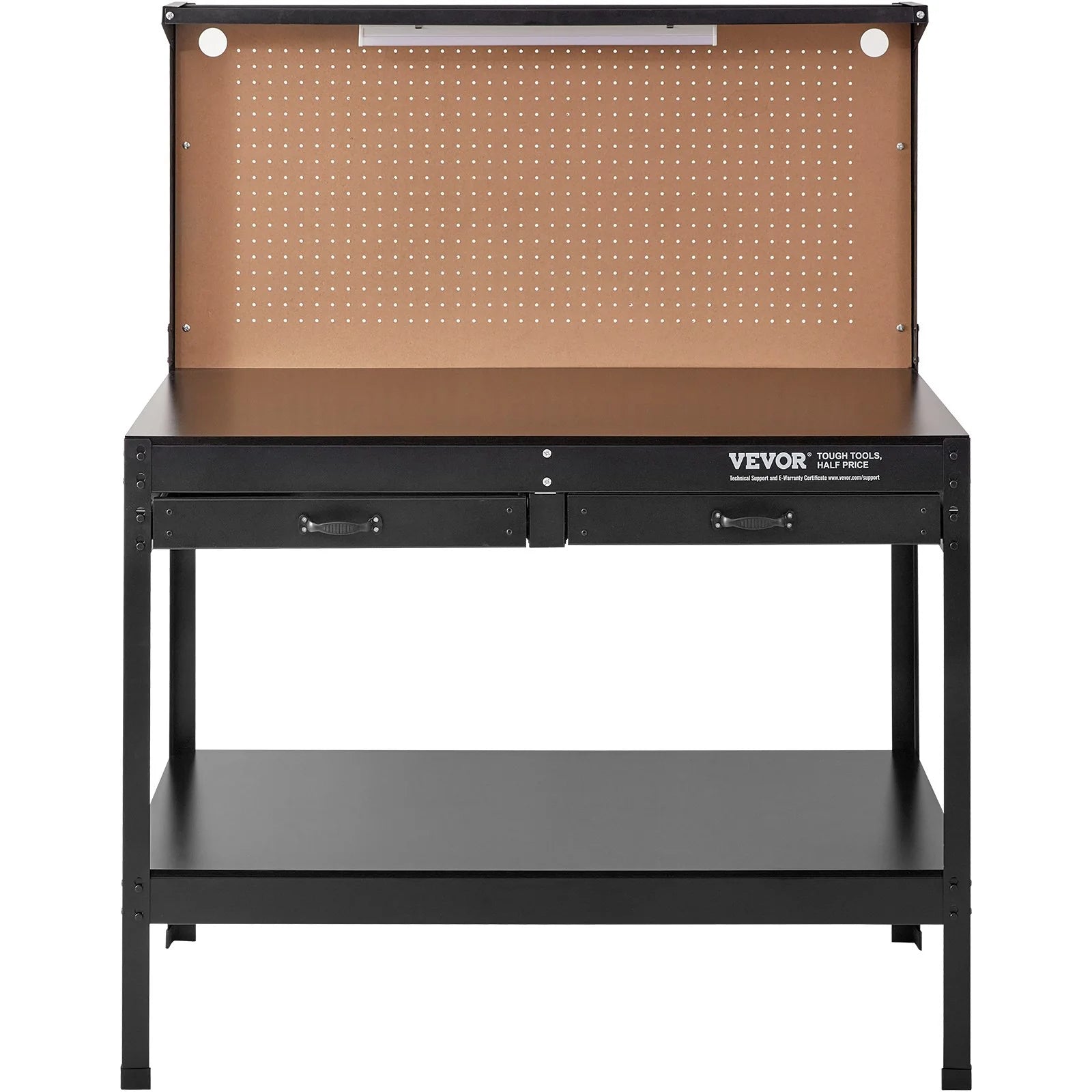 VEVOR Workbench A3 Steel Work Bench for Garage Max. 1500W Heavy Duty Workbench 220Lbs Weight Capacity 0.47 Bench Top Thickness Hardwood Workbench 1.5M Cable 4Xac Outlets 2Xusb Ports 30Xhooks