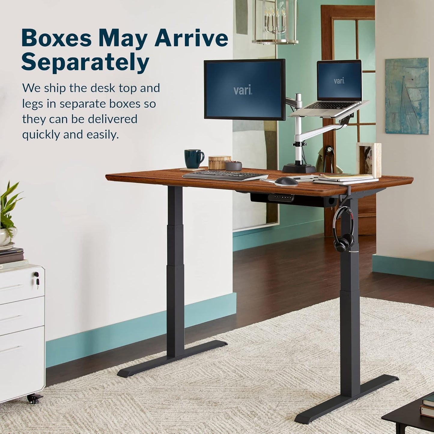 - Standing Desk Adjustable Height (60" X30')- Electric Sit-Stand Computer Desk for Work or Home Office- Dual Motor with Memory Presets- Adjustable Desk from desk- Darkwood