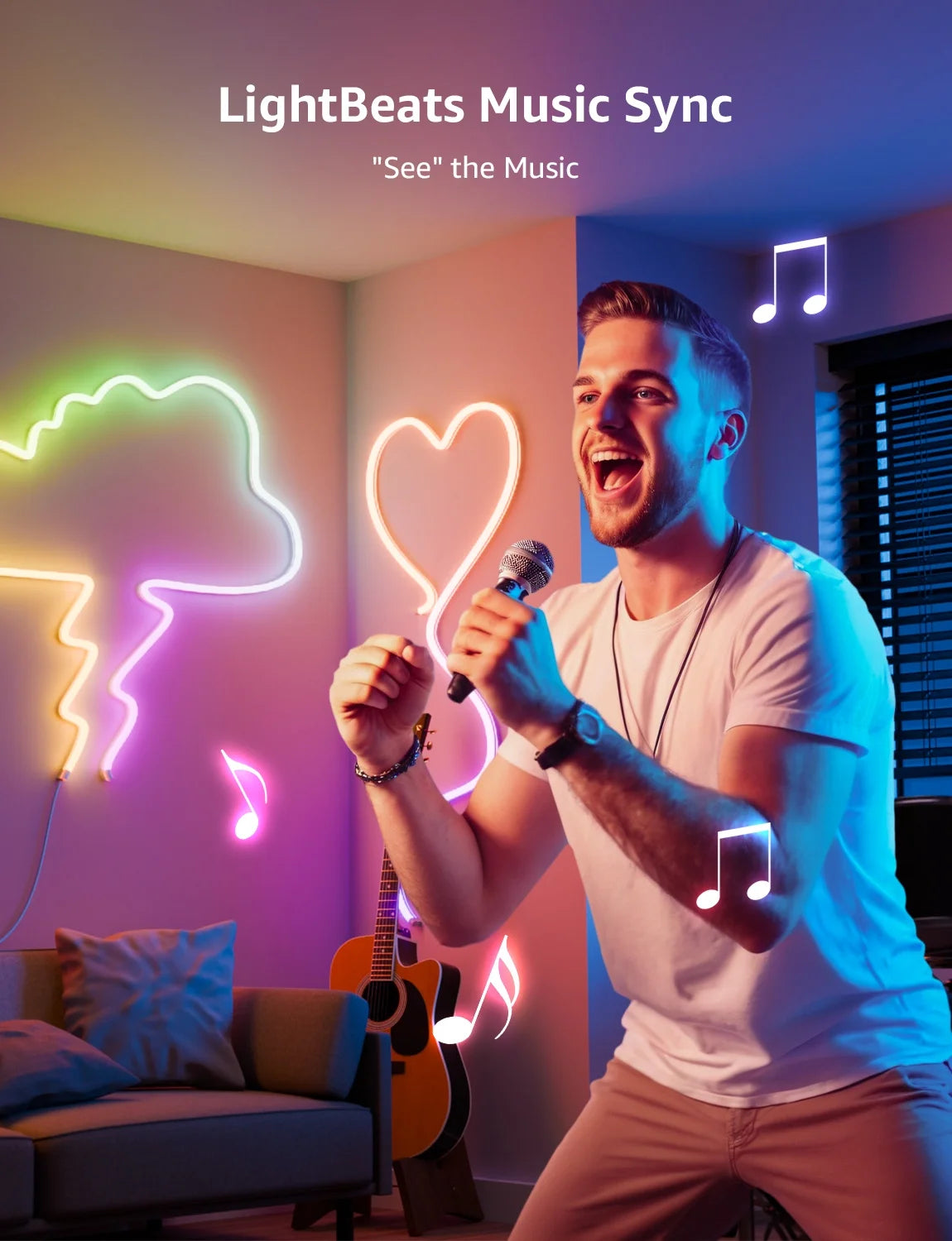 N1 AI Smart RGB Rope Lights 19.68Ft , LLM AI Generated Lighting, Lightbeats Music Sync, Color Segment DIY, Voice Control via App, Wi-Fi & Bluetooth LED Strip Lights