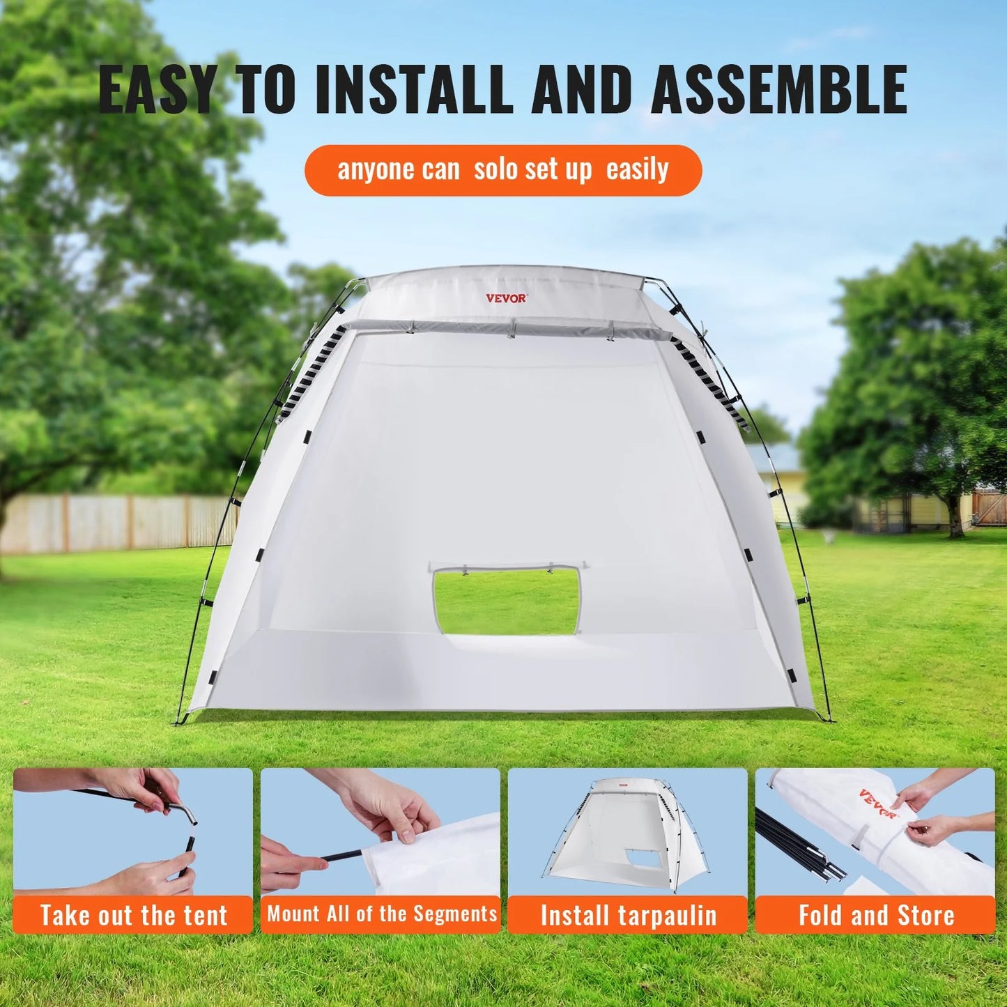 VEVOR Portable Paint Booth, Larger Spray Paint Tent with Built-In Floor & Mesh Screen, Painting Tent Station for Furniture DIY Hobby Tool, 7.5X5.2X5.2Ft Spray Paint Shelter