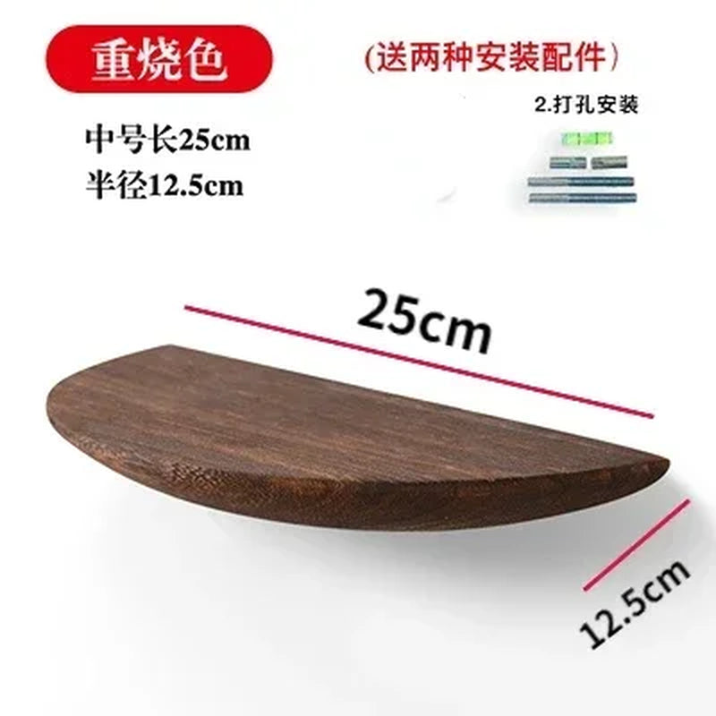 Semicircle Wooden Wall Shelf Background Wall Hanging Projector Display Stand Suspension Home Decoration Storage Organization