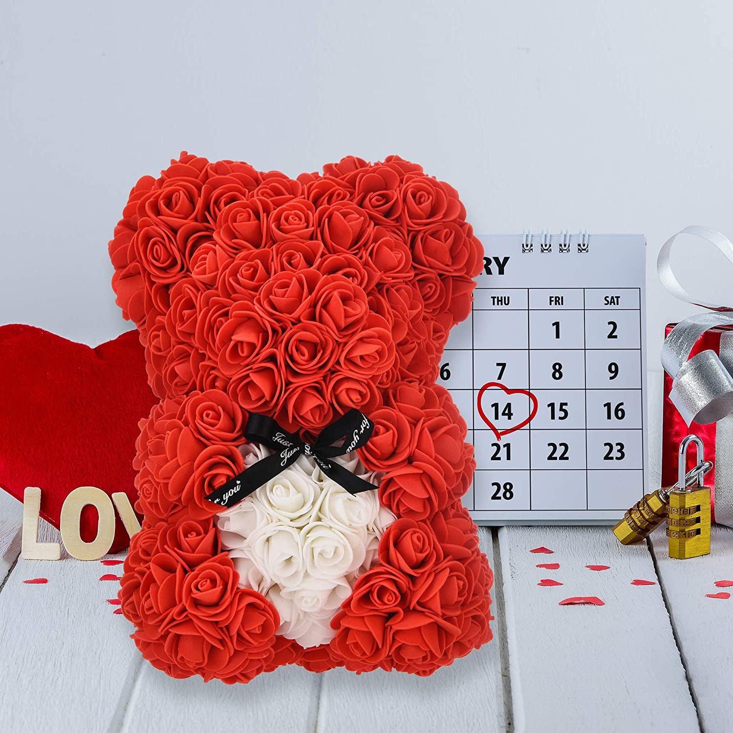 Mother'S Day Rose Teddy Bear Mothers Day Rose Bear Gifts Valentines Day Gifts for Her , Mother Day Women Gifts for Mom Anniversary Girlfriend Rose Flowers Gifts Mothers Teen Girls Birthday Gifts (Red)