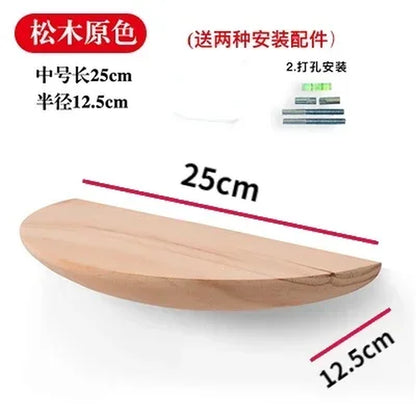Semicircle Wooden Wall Shelf Background Wall Hanging Projector Display Stand Suspension Home Decoration Storage Organization